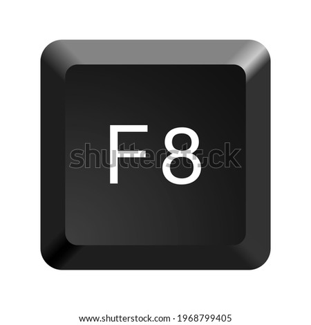 Key with with F8 symbol. Black computer keyboard. Button icon vector illustration. 