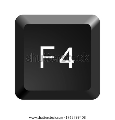 Key with with F4 symbol. Black computer keyboard. Button icon vector illustration. 