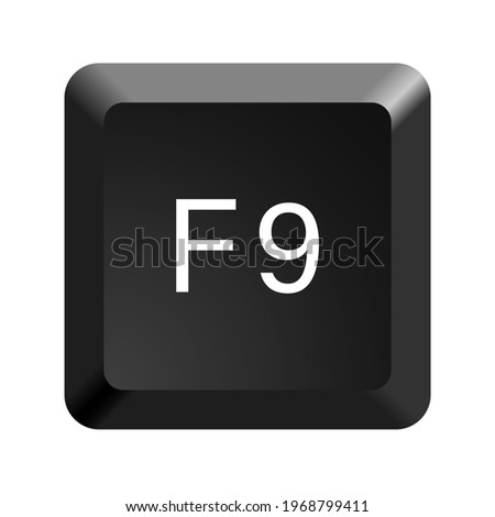 Key with with F9 symbol. Black computer keyboard. Button icon vector illustration. 