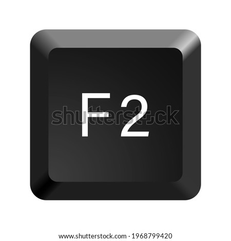 Key with with F2 symbol. Black computer keyboard. Button icon vector illustration. 