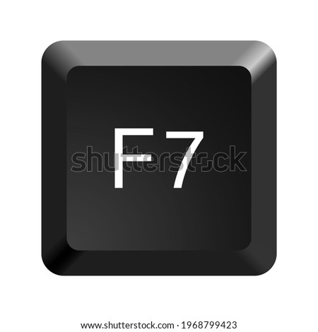 Key with with F7 symbol. Black computer keyboard. Button icon vector illustration. 