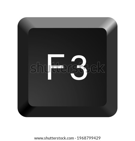 Key with with F3 symbol. Black computer keyboard. Button icon vector illustration. 