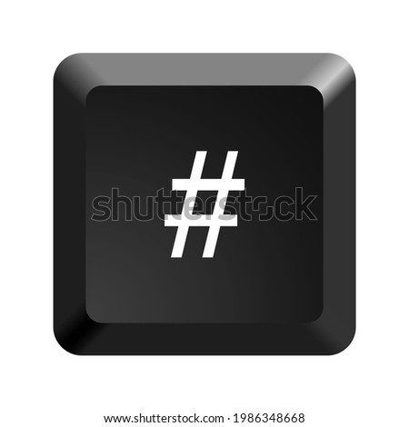 Button with symbol octothorpe, number, pound, sharp, hash. Icon Vector Illustration. 