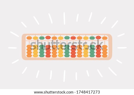 Abacus soroban for learning mental arithmetic for kids. Concept of illustration of the Japanese system of mental math. Hand drawn vector illustration