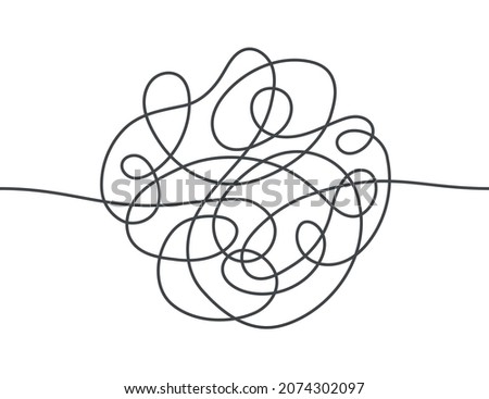 Chaos abstract line path. Difficult way. Continue line. Scribble chaos path. Hand drawn doodle vector illustration isolated on white background. Editable stroke.