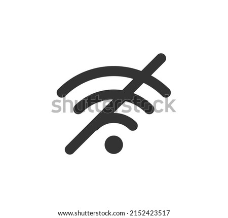 Failure wifi icon. Offline symbol. No Internet connection icon. Simple wifi signal sign. Disconnected wireless internet signal. Problem access. Vector illustration isolated on white background.