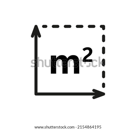 Square Meter icon. M2 sign. Flat area in square metres . Measuring land area icon. Place dimension pictogram. Vector outline illustration isolated on white background. Stockfoto © 
