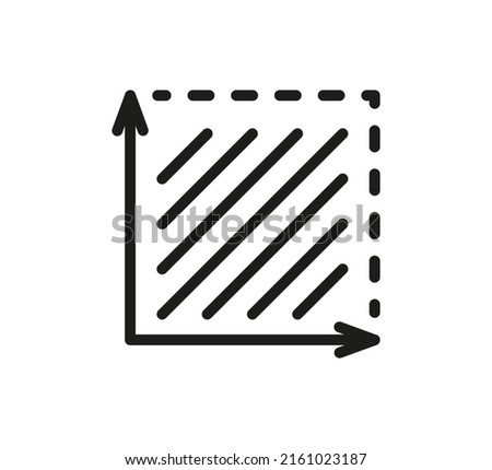 Square area icon. Coordinate axes sign. Coordinate system Flat math graph icon. Measuring land area. Place dimension pictogram. Vector outline illustration isolated on white background. Stockfoto © 