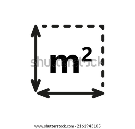 Square Meter icon. M2 sign. Flat area in square metres . Measuring land area icon. Place dimension pictogram. Vector outline illustration isolated on white background. Stok fotoğraf © 