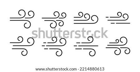Wind blow line icon. Air flow flat sign. Symbol of windy weather. Climate web design element. Curl line icon. Vector illustration isolated on white background. Editable stroke.