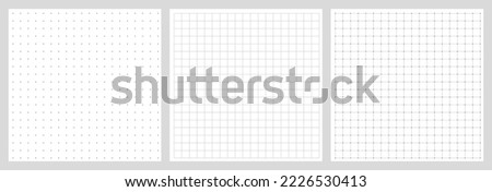 Dotted and squared grid notebook seamless pattern for bullet journal. Black point texture. Black dot grid for notebook paper. Grid paper sheet. Vector illustration on white background.