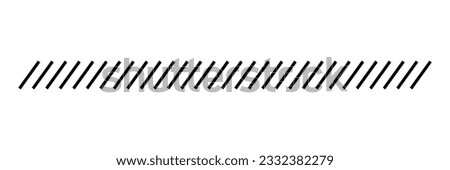 Slash line border. Diagonal parallel lines divider strip. Tilt strip geometric abstract border. Slash divider. Vector illustration isolated on white background.
