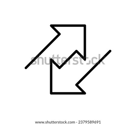 Transfer arrow icon. Double reverse symbol. Data transfer linear icon. Recycling sign. Arrow to left and right symbol. Replace icon. Vector illustration isolated on white background. Editable stroke.