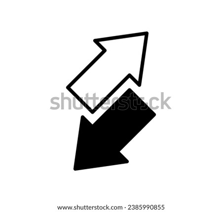 Transfer arrow icon. Double reverse symbol. Data transfer linear icon. Recycling sign. Arrow to left and right symbol. Replace icon. Vector illustration isolated on white background. Editable stroke.