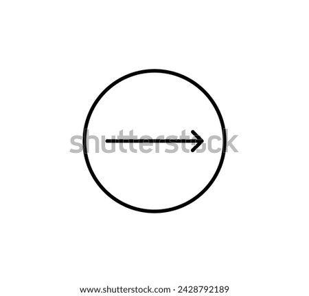 Swipe icon. Arrow on circle button symbol. Arrow right. Abstract scroll icon element for social media. Move sign. Vector illustration isolated on white background.
