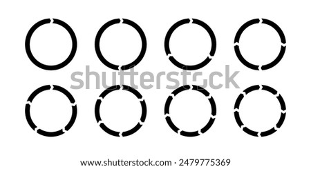 Rotation arrows in circular motion. Circle arrow combinations. Set of circular infographics. Graphic diagram. Design element. Vector illustration isolated on white background.