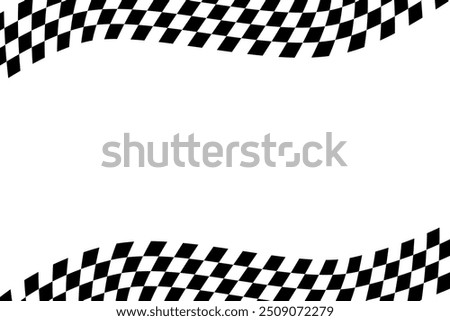 Race checker flag background. Finish check rally backdrop. Wavy chessboard pattern. Hippie twisted gingham checkerboard frame. Vector illustration isolated on white background.