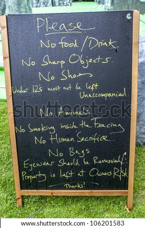 EXETER - JUNE 26: The sign at the front of the life-sized inflatable replica of Stonehenge called \