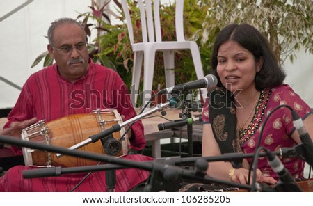 EXETER - JUNE 3: Classical Indian singer, Pooja Angra, performing live in the Acoustic Cafe at the Exeter Respect Festival on June 3, 2012 in Exeter, UK