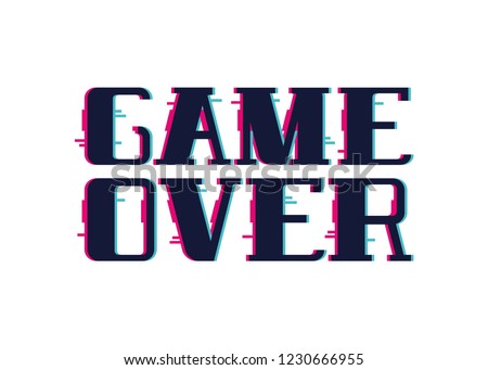 Video Game Over Screen, Screen Glitch, Game Over Text, 16-bit Text, Video Game Layout, 3D Game Over Design, Vector Typography 