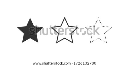 Set of Solid Star, Outline Star, Dotted Star Vector Illustration Background