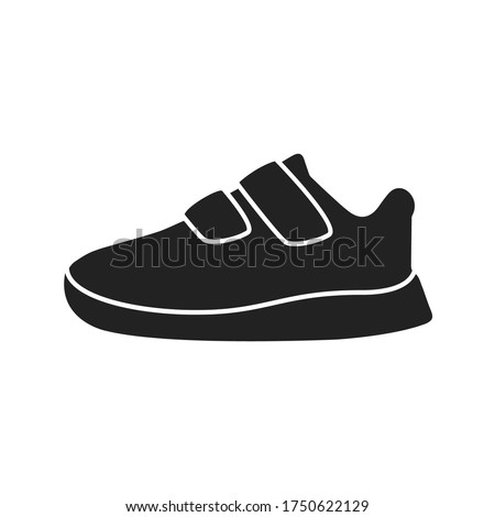 Black Silhouette Shoes, Toddler Shoes, Walking Shoes Vector Illustration Background