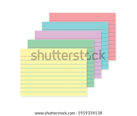 Colorful Index Card, Multicolor Index Card, Study Card, Yellow Paper, Lined Paper, Study Guide, Testing Card, Test Preparation, Exam Prep, Vector Illustration Background Stockfoto © 