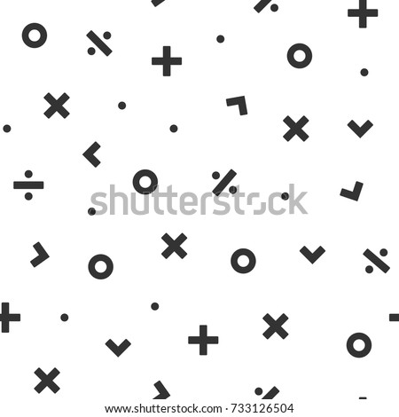 Math Symbol Seamless Pattern Vector Illustration Background For Scrapbook, Flyers, Posters, Web, Greeting Cards