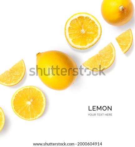 Creative layout made of lemon. Flat lay. Food concept. Lemon on white background.