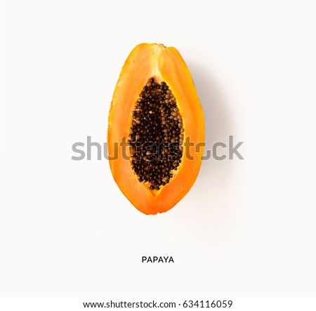 Similar – Image, Stock Photo Ripe papaya fruit halves on orange shades tablecloths.