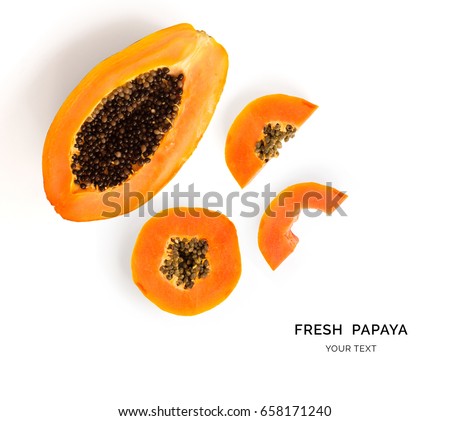 Creative layout made of papaya fruit.  Flat lay. Food concept. ストックフォト © 