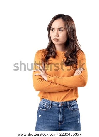Similar – Image, Stock Photo Moody portrait in orange tones of a white woman