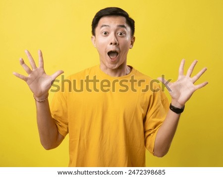 Similar – Image, Stock Photo Man with Excited Open Mouth Facial Expression