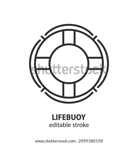 Lifebuoy line vector icon. Life saving sign. Editable stroke.