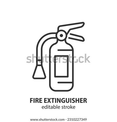 Fire extinguisher line icon. Firefighting outline vector symbol. Editable stroke.