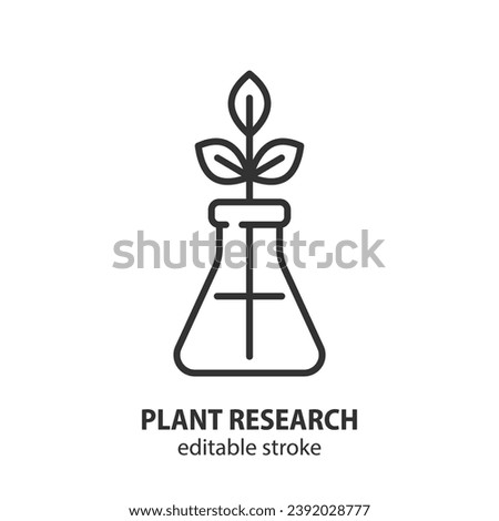 Plant research line icon. Laboratory test symbol. Editable stroke. Vector illustration.