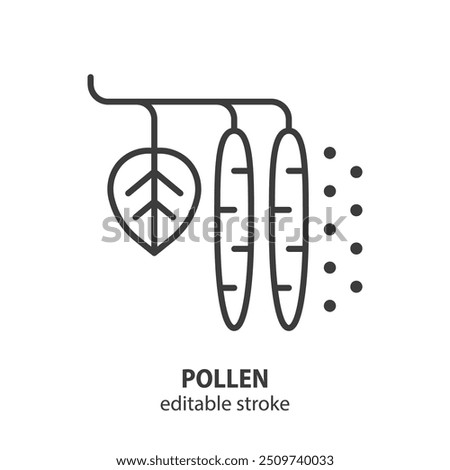 Pollen line icon. Alder branch vector illustration. Allergy symbol. Editable stroke.