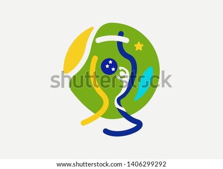 World of Brasil logo abstract football championship concept, Brazilian trophy soccer ball icon, Championship Conmebol Copa America 2019 in Brazil, vector isolated on white background 