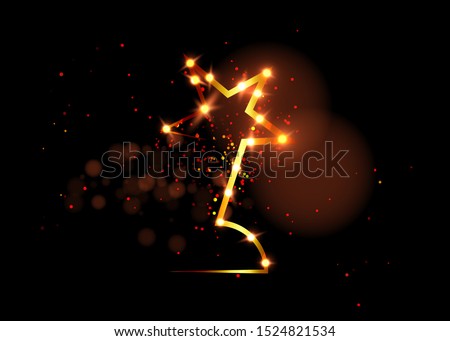 HOLLYWOOD  Movie PARTY Gold STARS AWARD Statue Prize Giving Ceremony. Golden star prize concept, Silhouette statue icon. Films and cinema symbol stock, Academy award vector isolated or black