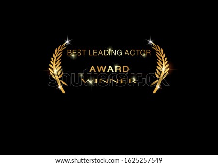 best leading actor concept icon, isolated on black background. Gold vector best awards winner prize icon with golden shiny text 