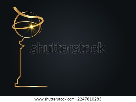 golden globe concept, gold frame background, red carpet party, isolated on black color