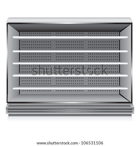 Modern commercial refrigerator for trade organizations. Vector illustration.