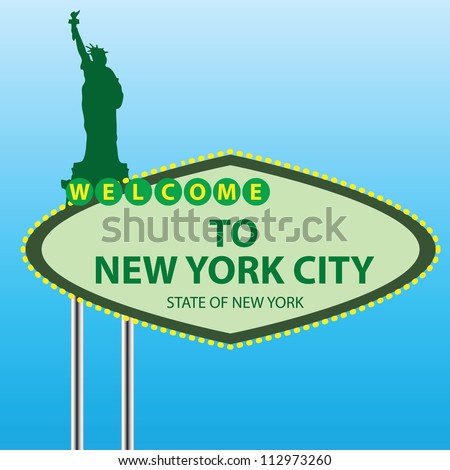 Stand Welcome to New York. Vector illustration.