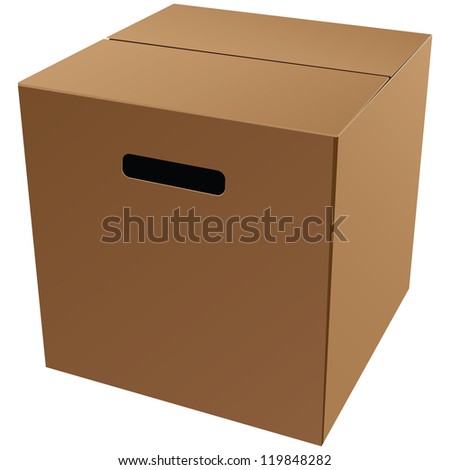 Cardboard packaging box for storage and transportation of goods. Vector illustration.