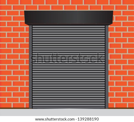 Metal gates for warehouse, garage and other industrial buildings. Vector illustration.