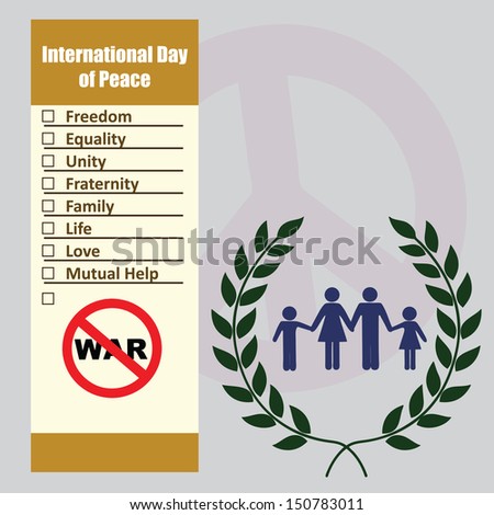 The list to the International Day of Peace. Vector illustration.