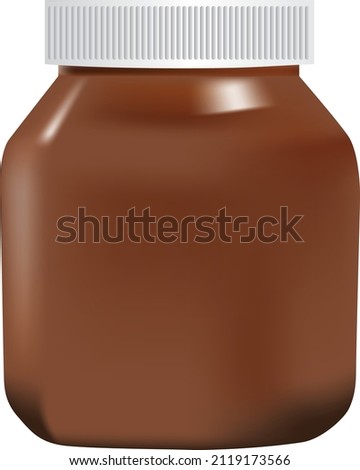 Closed jar of classic Nutella. Vector illustration.