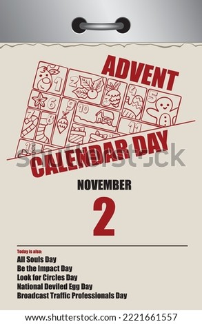 Old style multi-page tear-off calendar for November - Advent Calendar Day