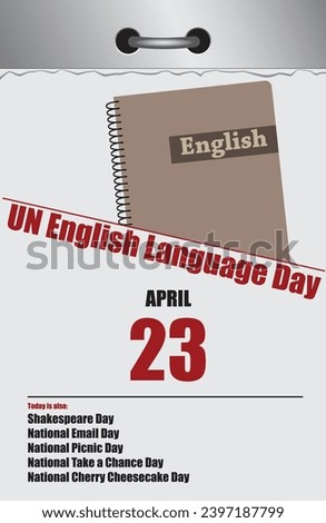 Old style multi-page tear-off calendar for April - UN English Language Day