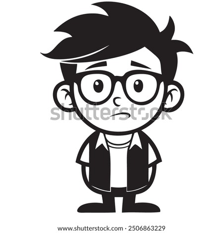 Indecisive and intimidated person - nerd. Vector illustration